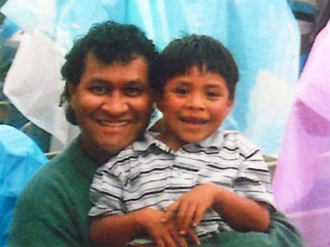 Norman with a First Nations child in Almolonga, Guatemala 1998